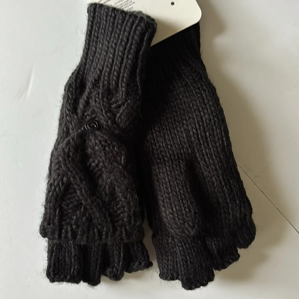CALIA Women’s Black Cable Knit Pop Top Mittens
